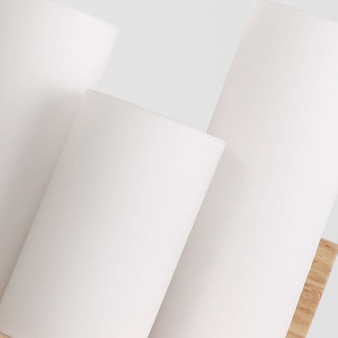 Japanese Minimalist Cylindrical Wooden Glass 1-Light Wall Sconce Lamp Lumendat
