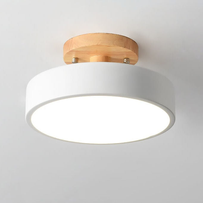 Nordic Log Round LED Semi-flush Mount Ceiling Light
