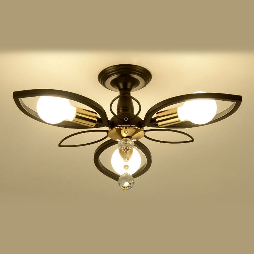 Nordic Light Luxury Wrought Iron Crystal 6/8-light Flush Mount Ceiling Light BulbSquare