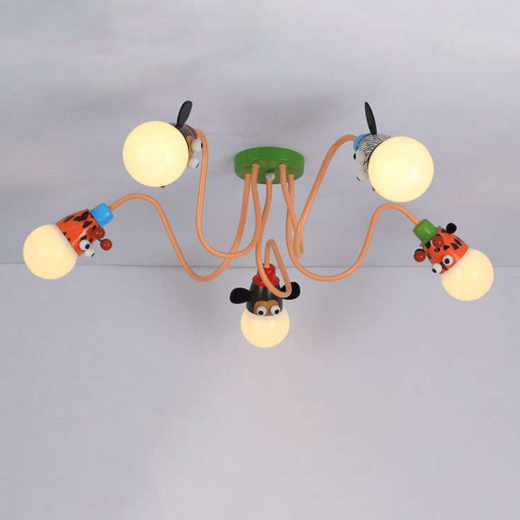 Lumendat Cartoon Creative Animal Light Head 3/4/5 Light Kids Semi-Flush Mount Ceiling Light Lumendat