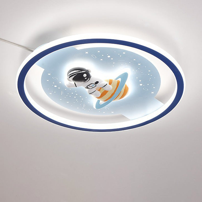Lumendat Contemporary Creative Childlike Spaceman Rabbit Design LED Kids Flush Mount Ceiling Light For Bedroom Lumendat