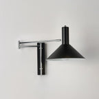 Modern Minimalist Round Tapered Iron 1-Light Retractable Wall Sconce Lamp For Bedroom Lumendat