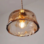 Vintage Amber Drum Round Glass Brass 1-light Pendant Light Lumendat