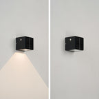 Modern Solar Black Rectangular Die-Cast Aluminum Solar LED Outdoor Wall Light Lumendat