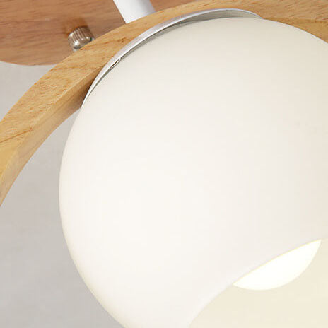 Modern Japanese Minimalist Log Bird Round 1-Light Semi-Flush Mount Ceiling Light Lumendat
