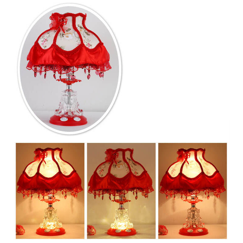 European Style Wedding Fabric Glass 1-Light Table Lamp Lumendat