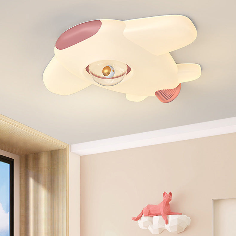 Lumendat Contemporary Creative Iron PE Cartoon Airplane Design LED Kids Flush Mount Ceiling Light For Bedroom Lumendat
