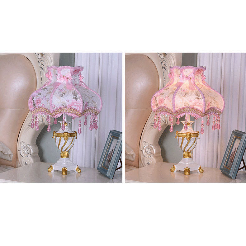 European Luxury Fabric Lace Resin 1-Light Table Lamp Lumendat