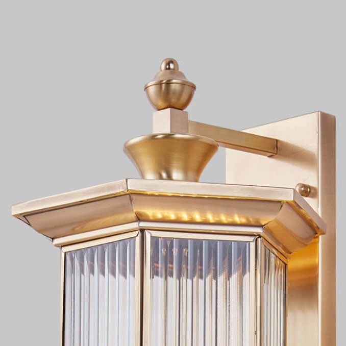 Contemporary Industrial Brass Finish Frame Glass Shade 1/3-Light Wall Sconce Lamp For Outdoor Patio Lumendat