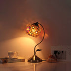 European Vintage Tiffany Round Head Glass Hardware 1-Light Table Lamp Lumendat