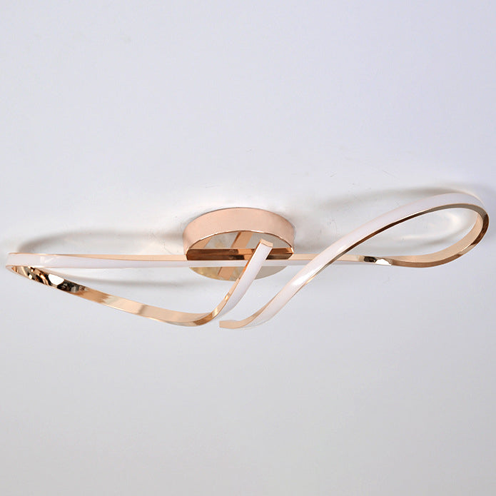 Modern Minimalist Spiral Twisted Aluminum Silicone LED Semi-flush Mount Ceiling Light for Bedroom
