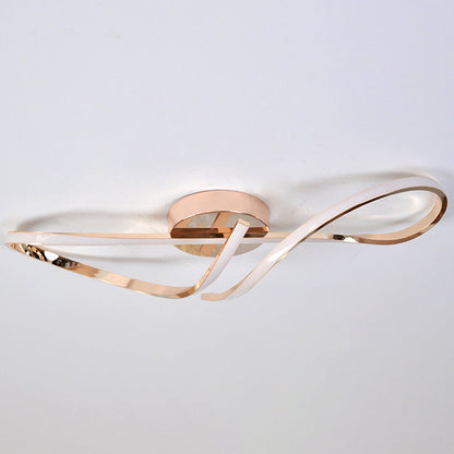 Modern Minimalist Spiral Twisted Aluminum Silicone LED Semi-flush Mount Ceiling Light for Bedroom