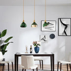 Nordic Vintage Tiffany Green Glass Island Chandelier – 1/2/3 Light, Brass Lumendat