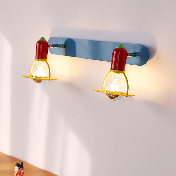 Lumendat Modern Mid-Century Kids Rectangle Round Iron Acrylic 2-Light Wall Sconce Lamp For Bedroom Lumendat