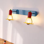 Lumendat Modern Mid-Century Kids Rectangle Round Iron Acrylic 2-Light Wall Sconce Lamp For Bedroom Lumendat
