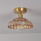 Vintage Brass Glass Dome 1-light Semi-flush Mount Ceiling Light BulbSquare