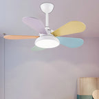 Lumendat Simple Colorful Round Fan Leaf Kids Downrods Ceiling Fan Light Lumendat