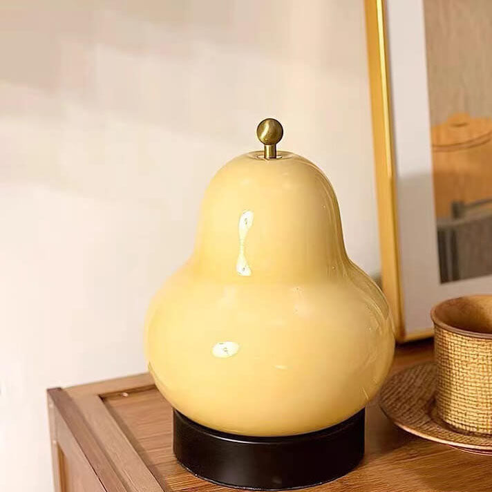 Traditional French Cream Pear Shape LED Rechargeable Touch Table Lamp For Bedroom Lumendat