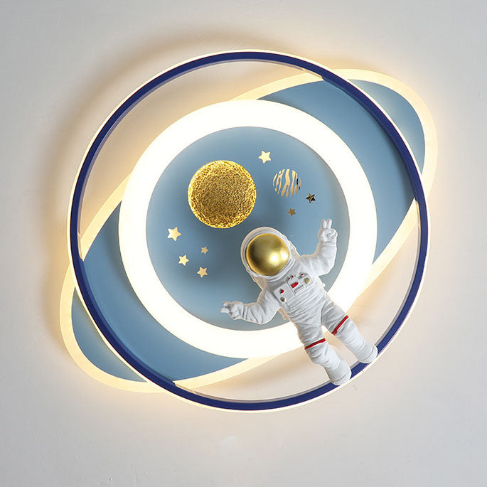 Lumendat Modern Creative Kids Iron Cartoon Astronaut Rocket LED Flush Mount Ceiling Light Lumendat