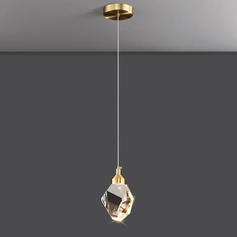 Modern Luxury Sparkling Crystal Stone Iron LED Pendant Light for Living Room BulbSquare