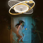 Lumendat Modern Creative Planet Star Effect LED Flush Mount Ceiling Fan Light Lumendat