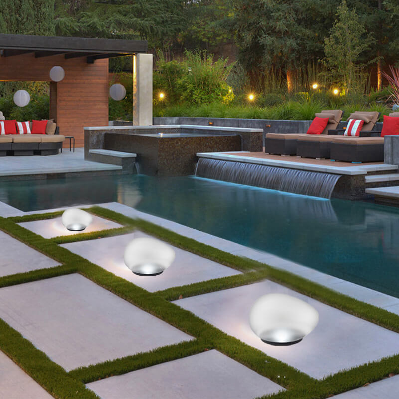 Solar Pebble ABS Sandblasted Glass LED Outdoor Landscape Light Lumendat