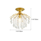 Scandinavian Modern Round Iron Crystal 1-Light Semi-Flush Mount Ceiling Light Lumendat