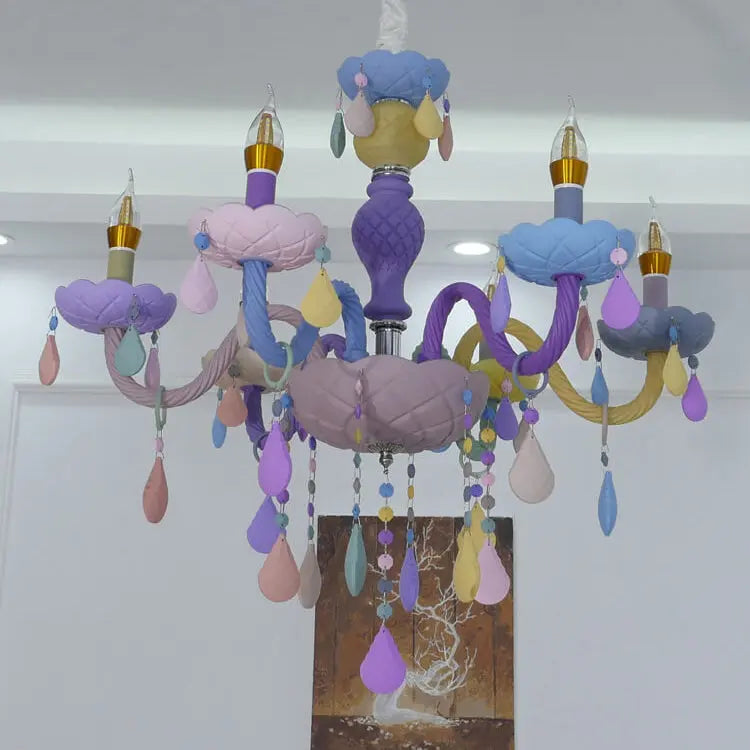Modern Children's Princess Macaroon Candelabra Crystal Glass 5/6/8/10/12/15 Light Chandelier Lumendat