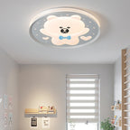 Lumendat Contemporary Creative Kids Round Bear Iron Acrylic LED Flush Mount Ceiling Light For Bedroom Lumendat