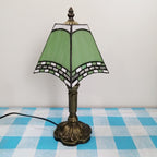 European Vintage Tiffany Square Stained Glass Iron 1-Light Table Lamp Lumendat