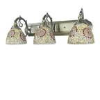 Tiffany Mediterranean Horn Stained Glass 3-Light Bathroom Vanity Mirror Front Wall Sconce Lamp Lumendat