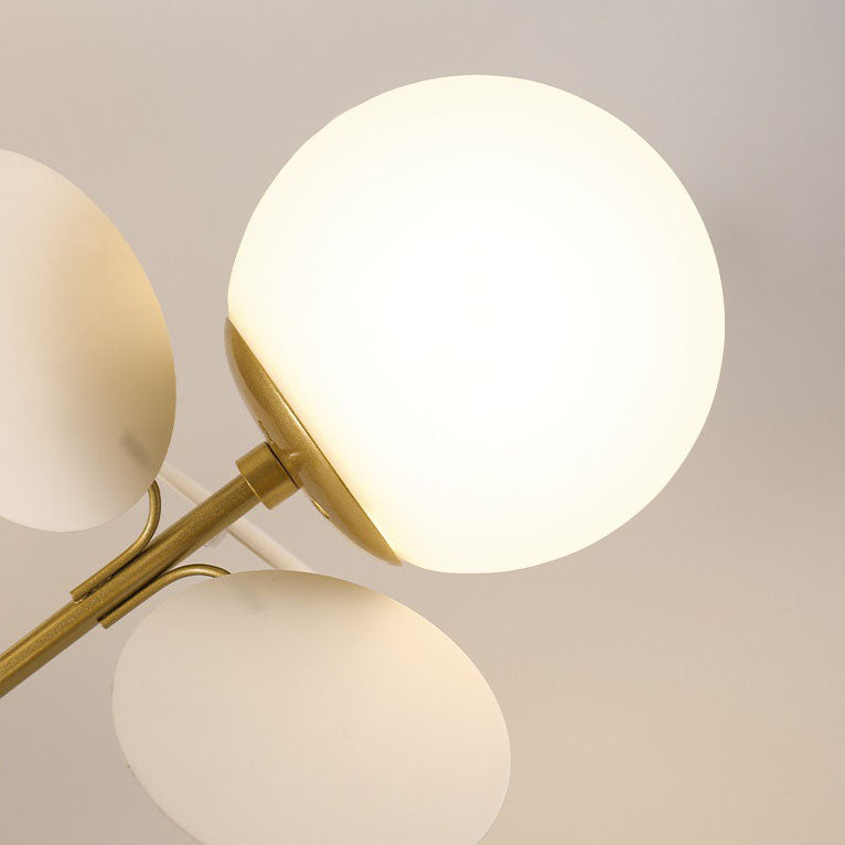 Modern Mid-century Acrylic Flower Decor Glass Ball Shade 1-Light Semi-Flush Mount Ceiling Light For Living Room Lumendat