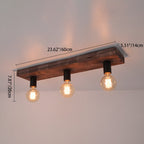 Retro Creative Solid Wood Glass Lampshade 3-light Flush Mount Ceiling Light