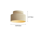 Contemporary Nordic Cream Style Hand Sculpted Stripes Resin Round 1-Light Flush Mount Ceiling Light For Entryway Lumendat