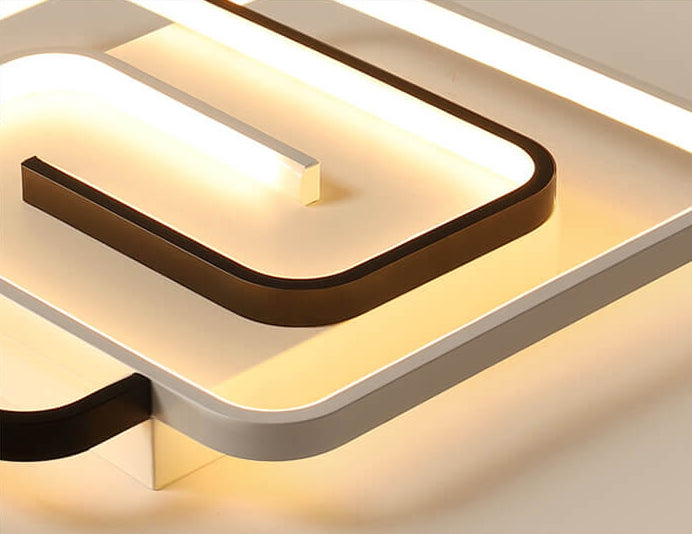 Modern Creative Square Ring Aluminum LED Semi-Flush Mount Ceiling Light Lumendat