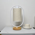 Nordic Linen White Ring 1-Light Dimmable Table Lamp Lumendat