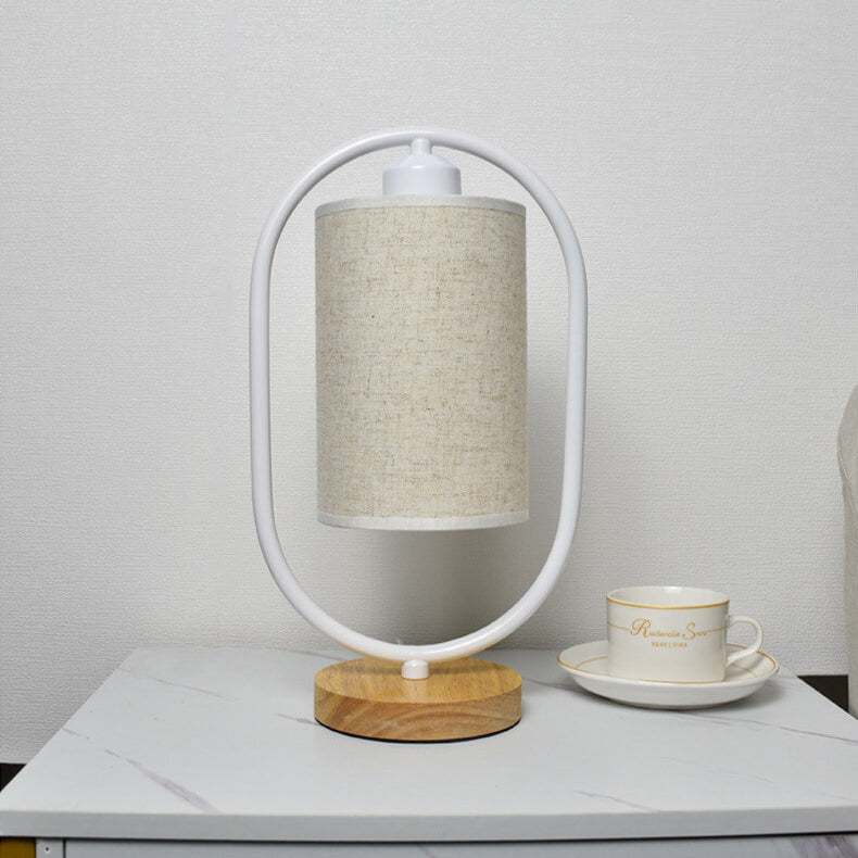 Nordic Linen White Ring 1-Light Dimmable Table Lamp Lumendat