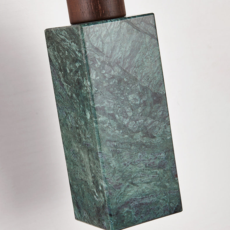 Modern Minimalist Rectangular Solid Wood Marble 1-light Pendant Light for Bedroom