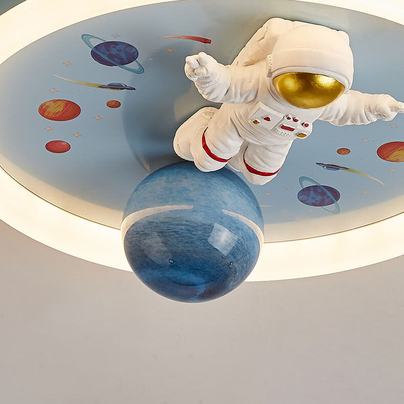 Lumendat Childlike Cartoon Resin Astronaut Round Acrylic LED Flush Mount Ceiling Light Lumendat