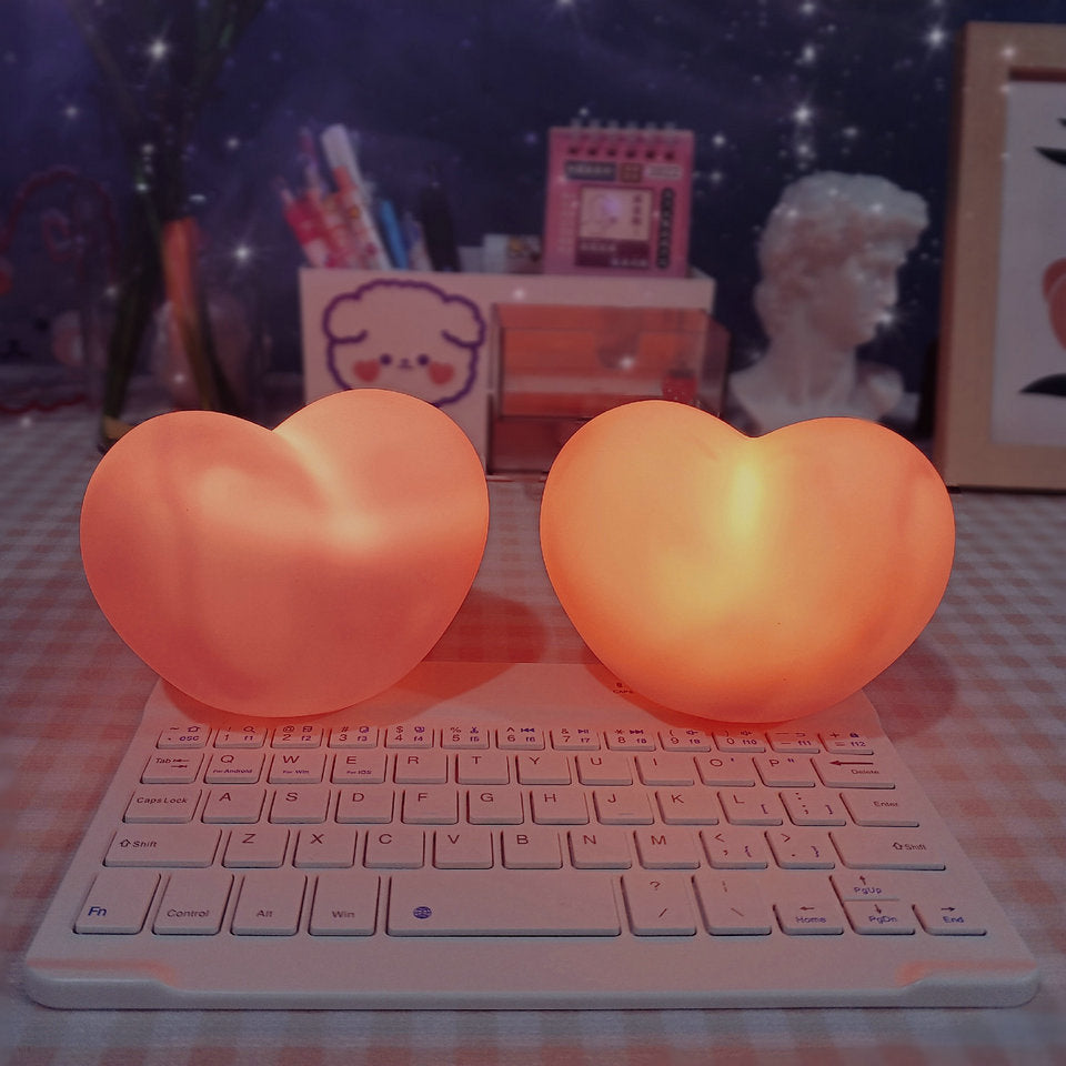 Contemporary Creative Rubber Coating Heart LED Night Light Table Lamp For Bedroom Lumendat