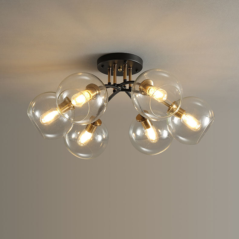 Modern Light Luxury Glass Magic Bean Round 4/6/8 Light Semi-Flush Mount Ceiling Light Lumendat