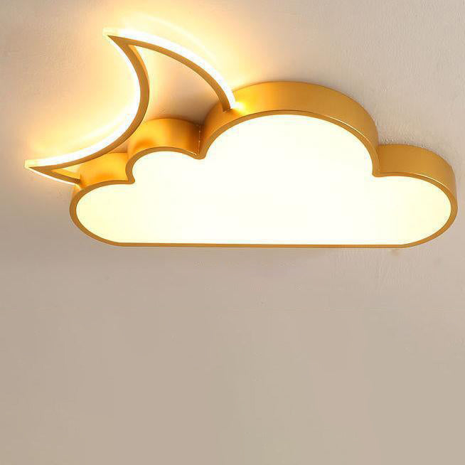 Lumendat Contemporary Nordic Kids Iron Acrylic Cloud Moon LED Flush Mount Ceiling Light For Bedroom Lumendat