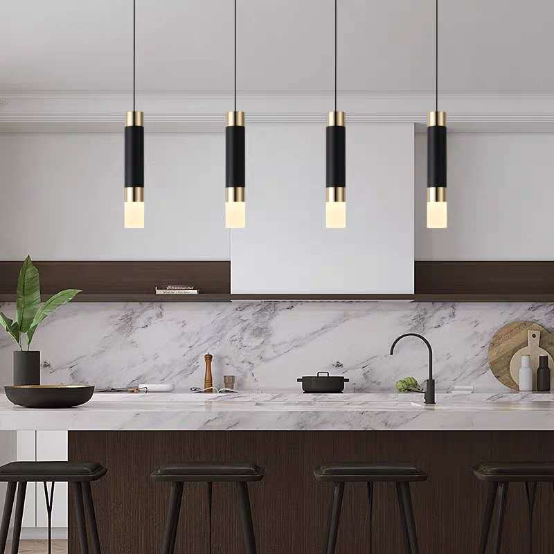 Modern Minimalist Cylinder Aluminum Acrylic LED Pendant Light for Bedroom BulbSquare
