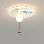 Lumendat Contemporary Creative Iron Acrylic Rocket Astronaut LED Kids Flush Mount Ceiling Light For Bedroom Lumendat