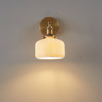 Modern Minimalist Striped Ceramic Jar 1-Light Wall Sconce Lamp