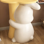 Lumendat Contemporary Creative Kids Flower Rabbit Resin Wood End Table 1-Tray For Bedroom Lumendat