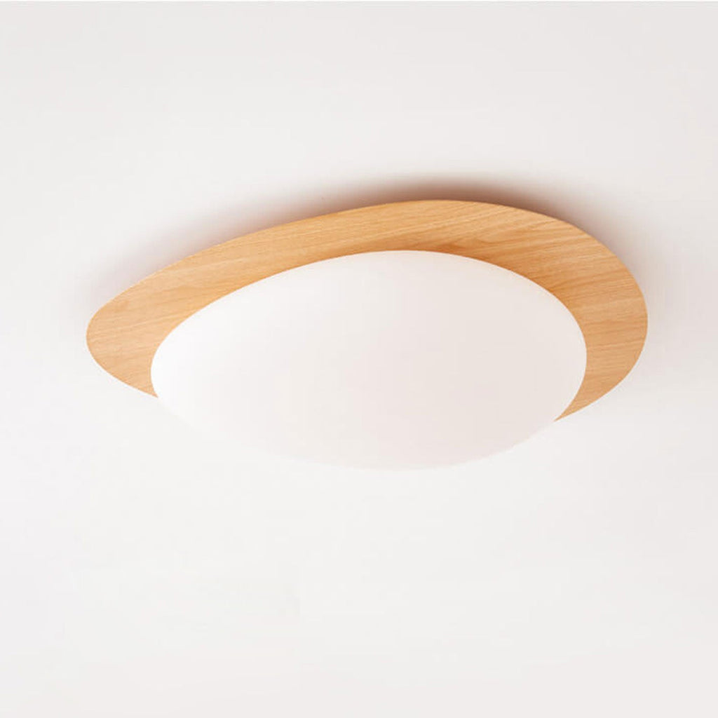Nordic Iron Wood Grain Pebble LED Flush Mount Ceiling Light Lumendat