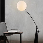 Contemporary Creative Tapered Base Fishing Rod Orb Iron Glass 1-Light Standing Floor Lamp For Living Room Lumendat
