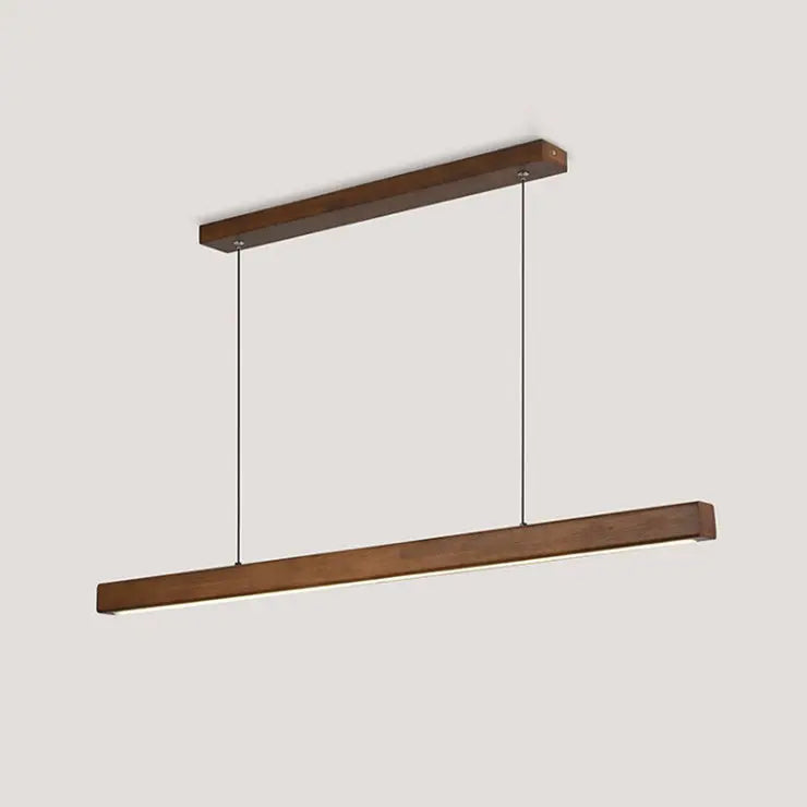 Contemporary Nordic Rubber Wood Acrylic Strip LED Island Light Chandelier for Dining Room BulbSquare