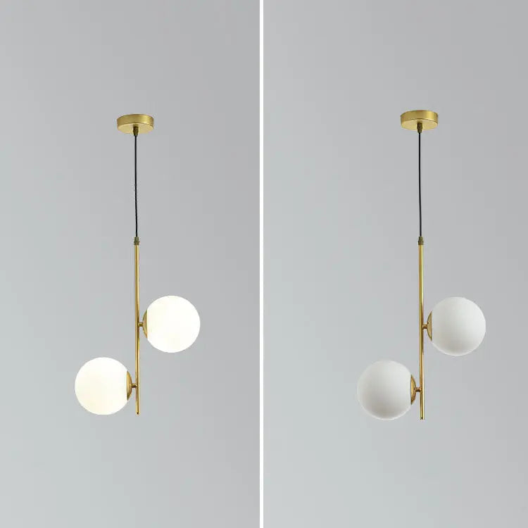 Nordic Minimalist Glass Ball Branch 2-light Chandelier BulbSquare